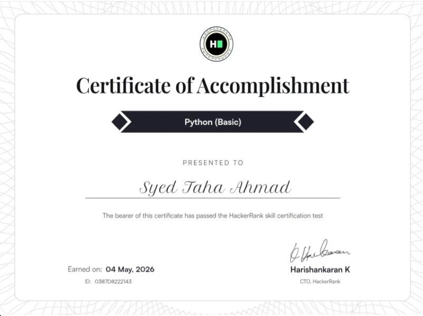 HackerRank Python Basic Certificate